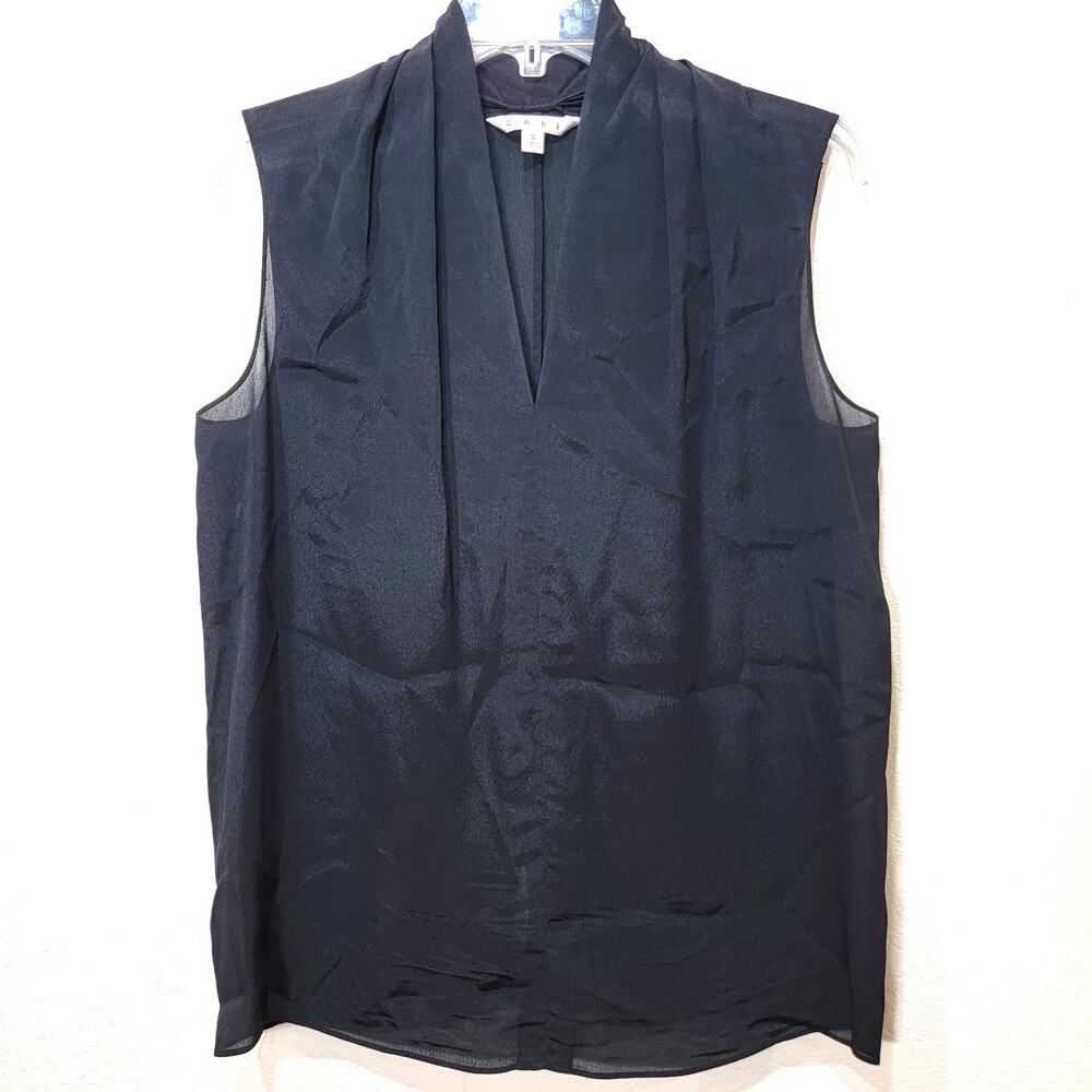 Cabi Silk Business Blouse Top S Tank Sheer Style 979 Blouse Black Sleeveless